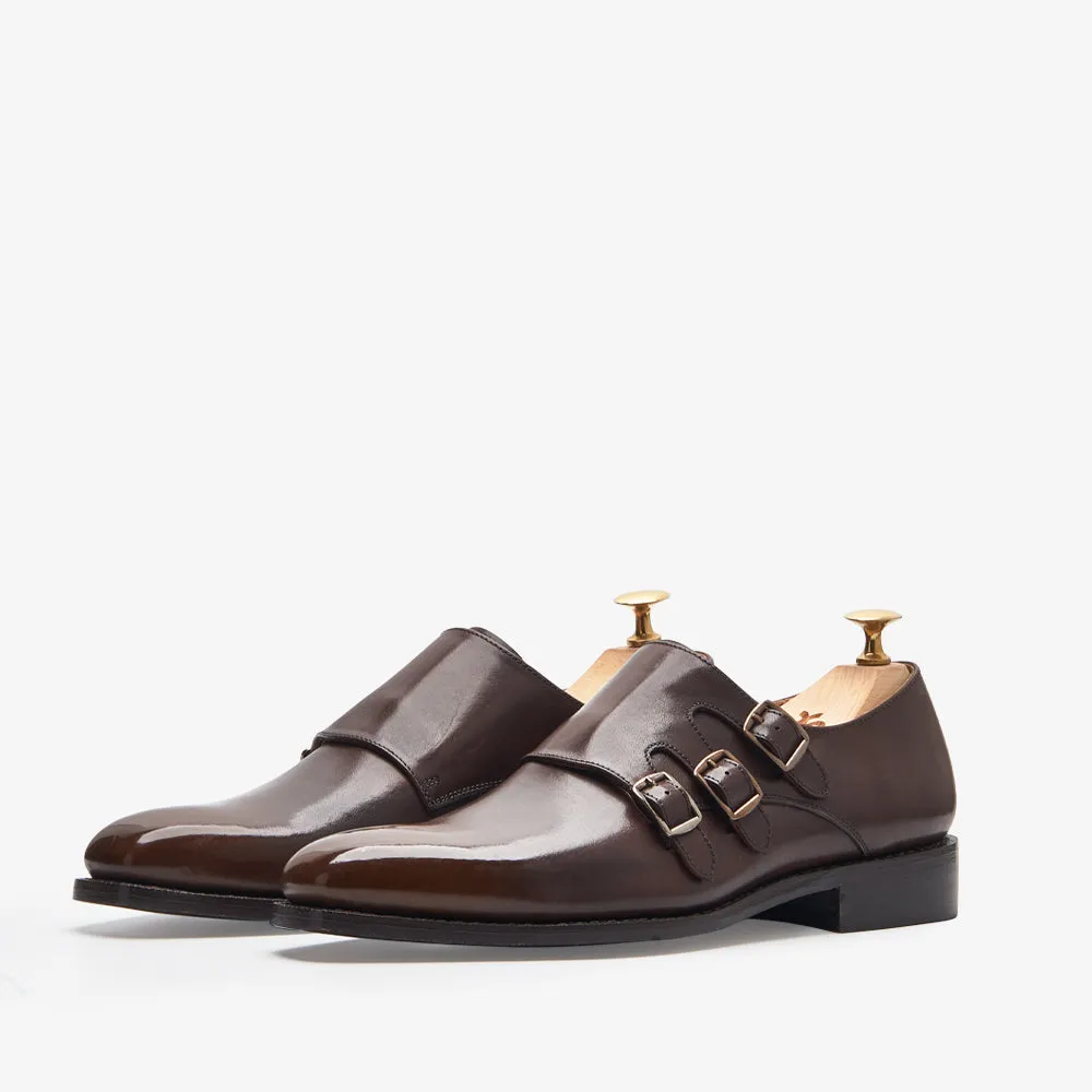 Tallin Burnt Brown Triple Monk Shoes