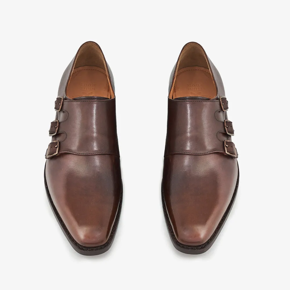 Tallin Burnt Brown Triple Monk Shoes
