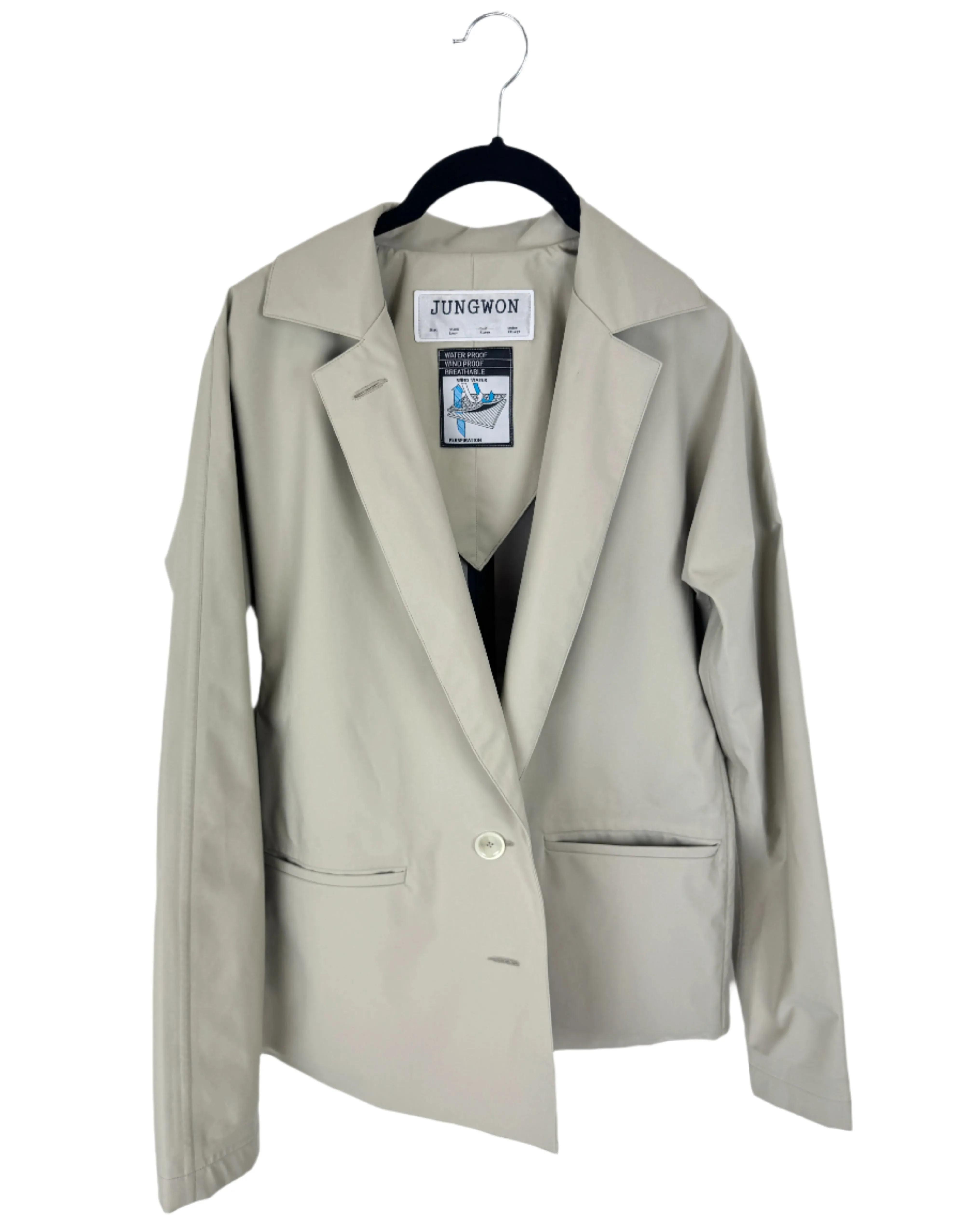 Tan Button Down Blazer Raincoat - Size 4