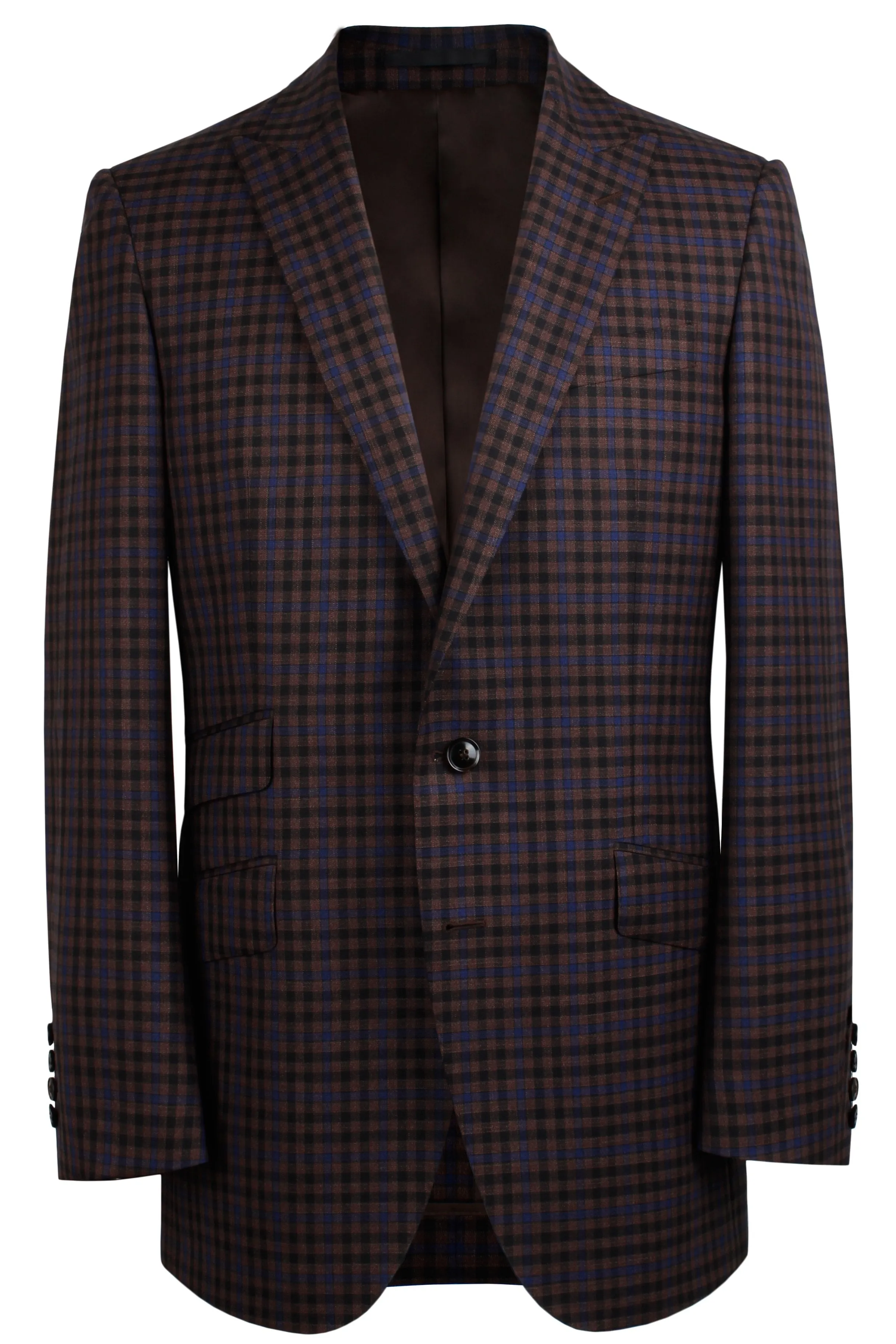 The Arnold Jacket - Cavanni Chocolate and Blue Multi Gingham