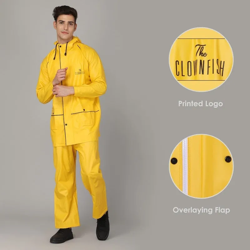 THE CLOWNFISH Rain Coat for Men Waterproof for Bike Reversible Double Layer with Hood Raincoat for Men. Set of Top and Bottom Packed in a Storage Bag Prime Pro Series (Blue, X-Large)