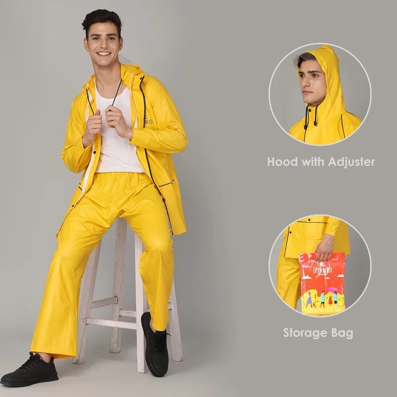 THE CLOWNFISH Rain Coat for Men Waterproof for Bike Reversible Double Layer with Hood Raincoat for Men. Set of Top and Bottom Packed in a Storage Bag Prime Pro Series (Blue, X-Large)