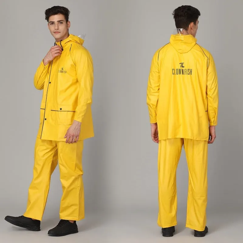 THE CLOWNFISH Rain Coat for Men Waterproof for Bike Reversible Double Layer with Hood Raincoat for Men. Set of Top and Bottom Packed in a Storage Bag Prime Pro Series (Blue, X-Large)