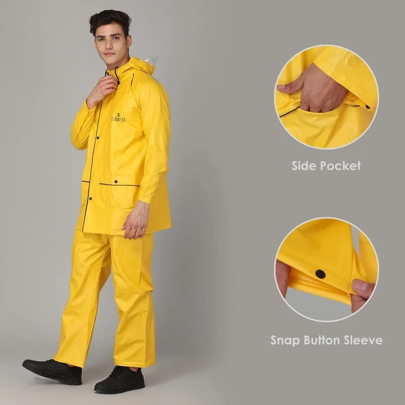 THE CLOWNFISH Rain Coat for Men Waterproof for Bike Reversible Double Layer with Hood Raincoat for Men. Set of Top and Bottom Packed in a Storage Bag Prime Pro Series (Blue, X-Large)