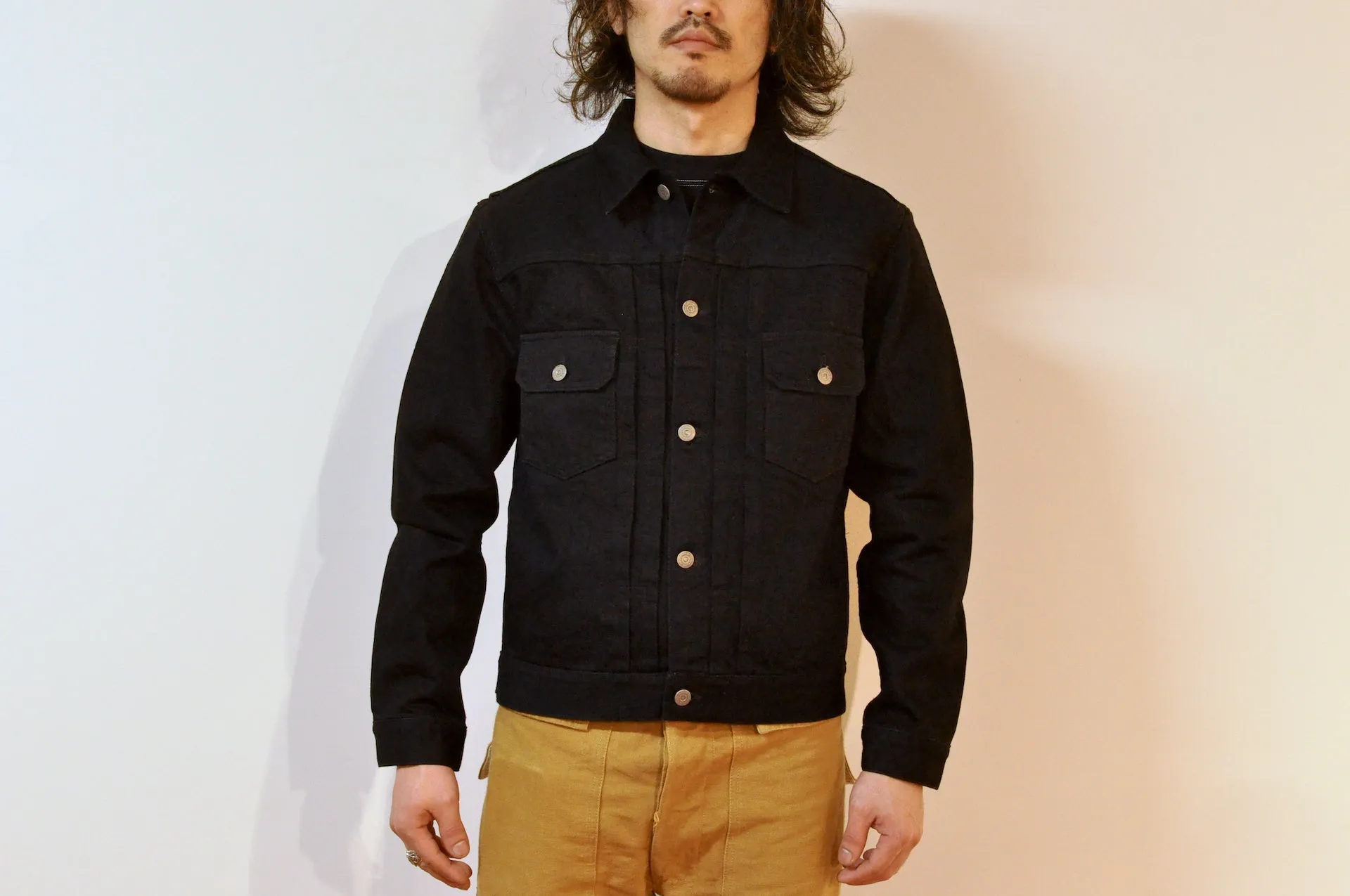 The Flat Head 14.5oz 50s Type 2 Denim Jacket (Black)