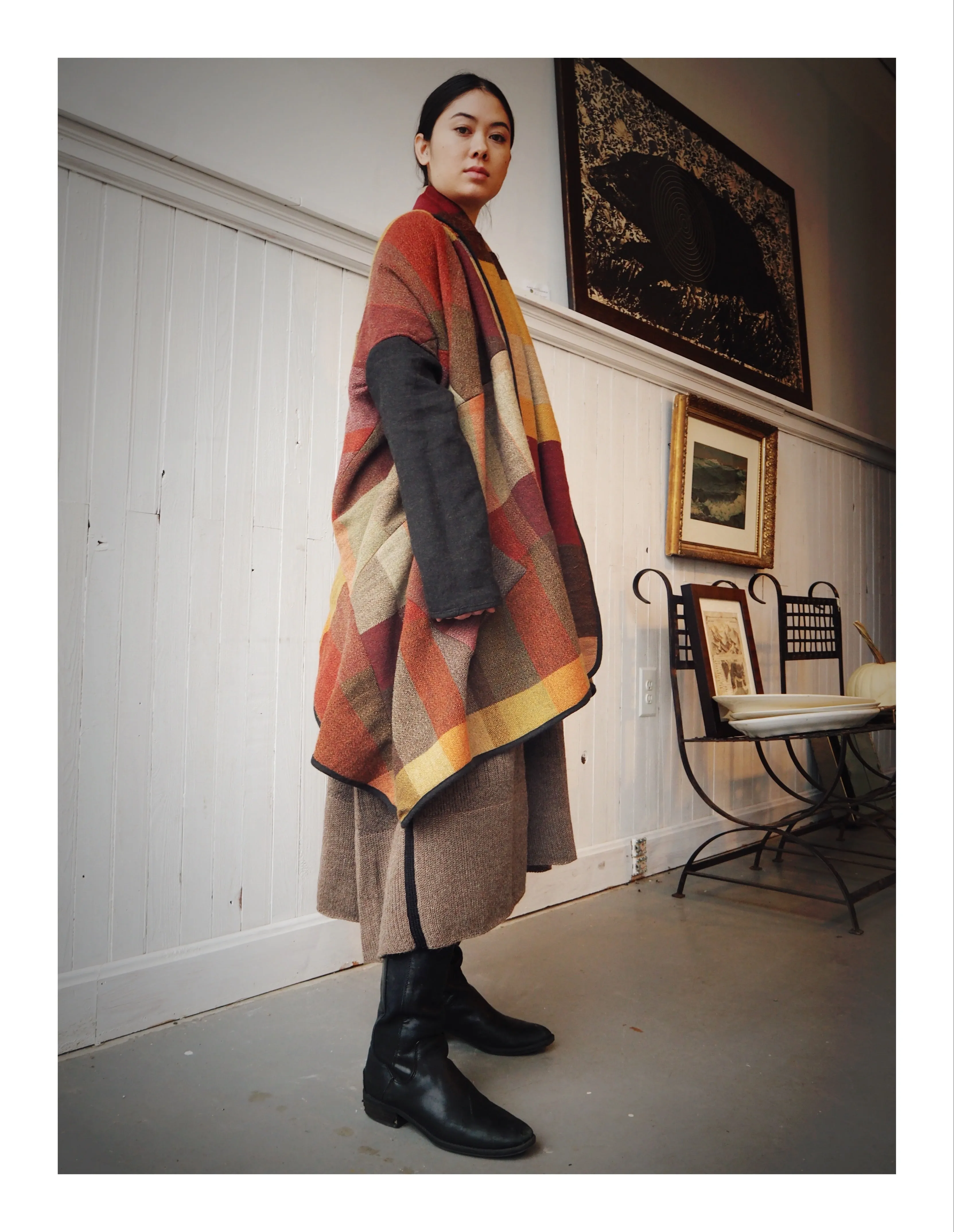 thistle hill wool and cotton herringbone flannel cocoon wrap