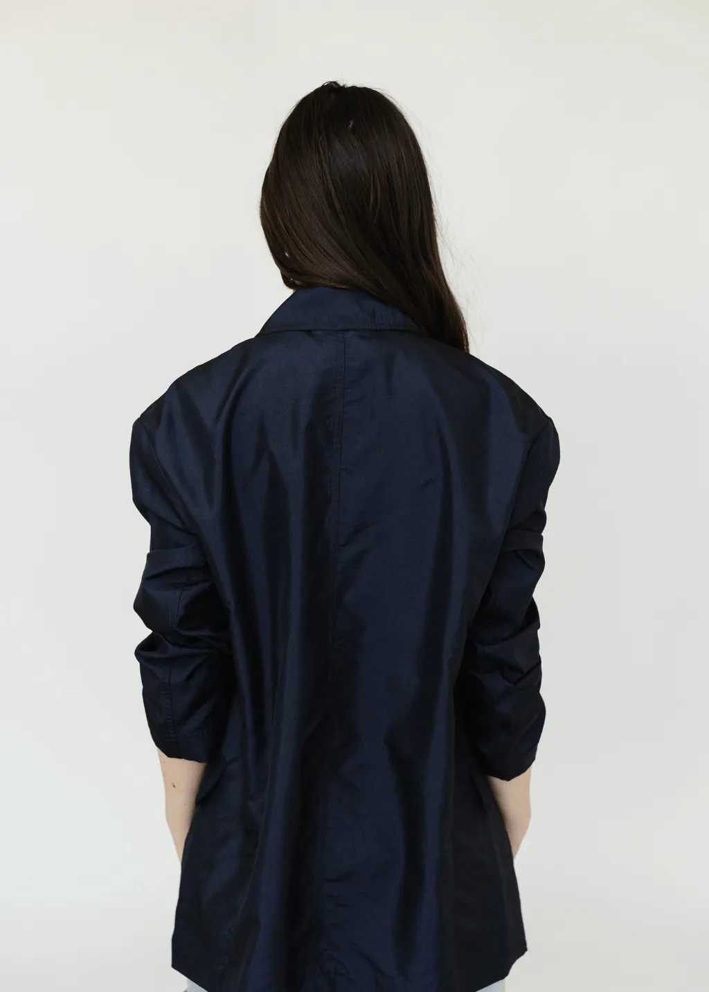 Tibi Crispy Nylon Liam Blazer in Navy