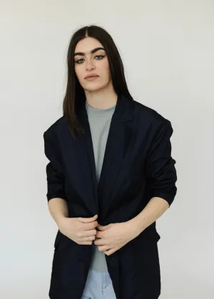 Tibi Crispy Nylon Liam Blazer in Navy