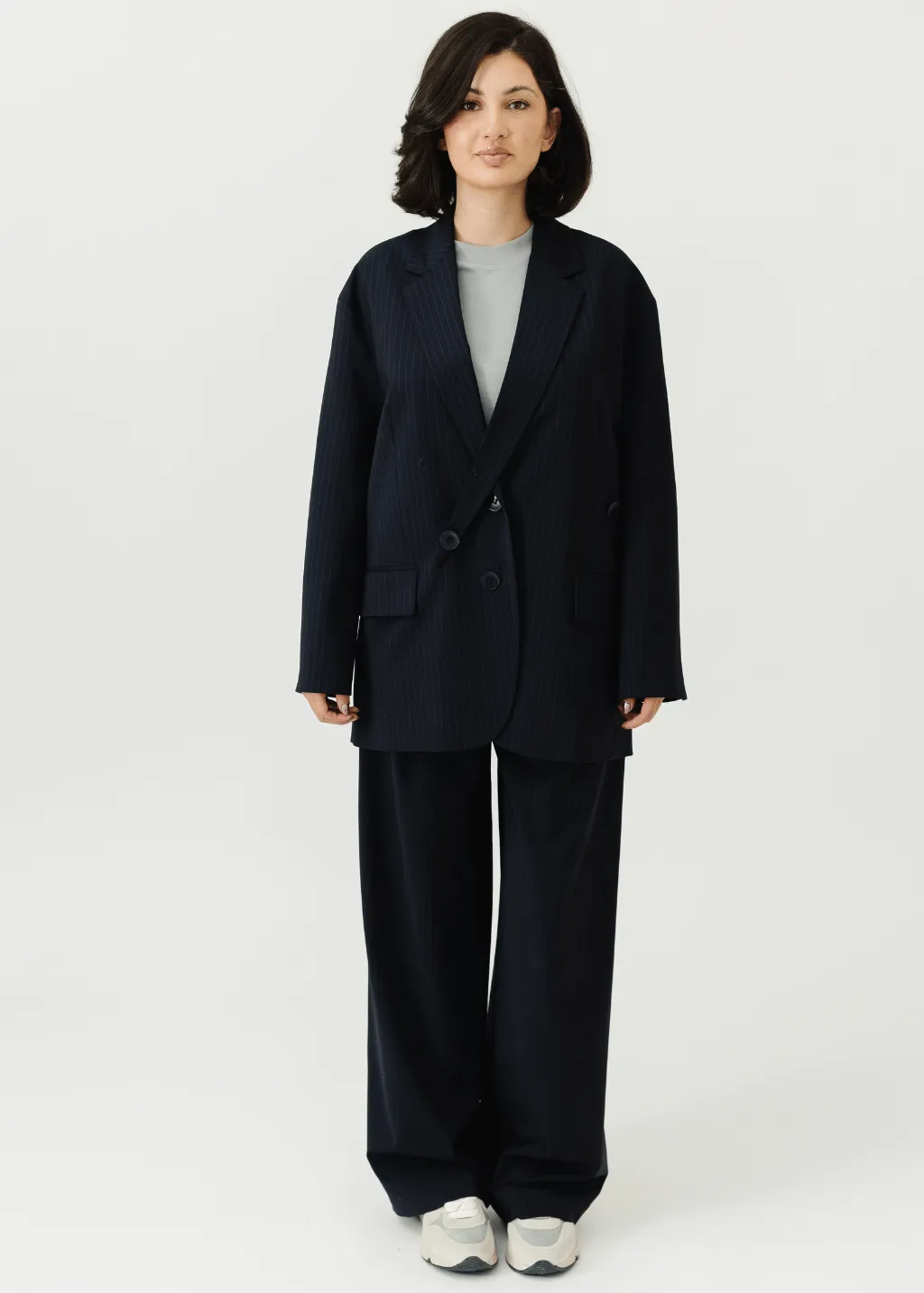 Tibi Dominic Pinstripe Detached Lapel Liam Blazer