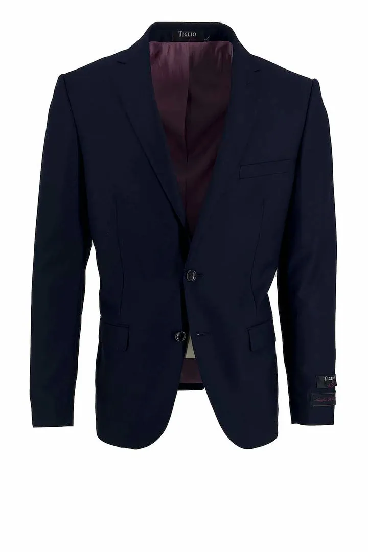 Tiglio Luxe New Blue Porto Slim Fit Pure Wool Blazer TIG1036