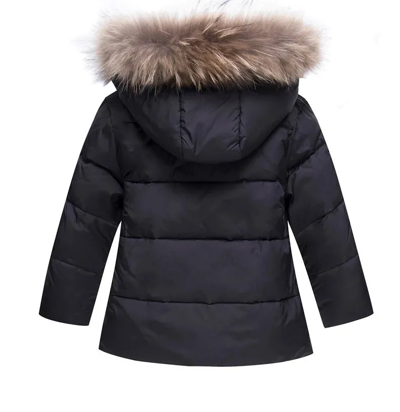 Toddler Snowsuits Jacket with Fur Overall Bib for Boys Girls