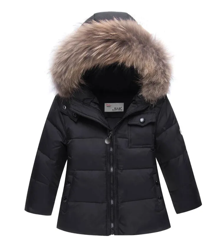 Toddler Snowsuits Jacket with Fur Overall Bib for Boys Girls