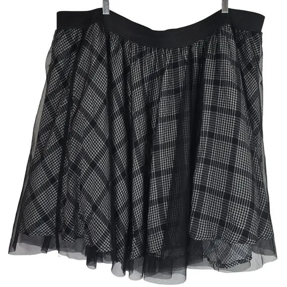 Torrid Black White Gingham Mesh Tulle Knee Length Skirt Women's 4 - 4X