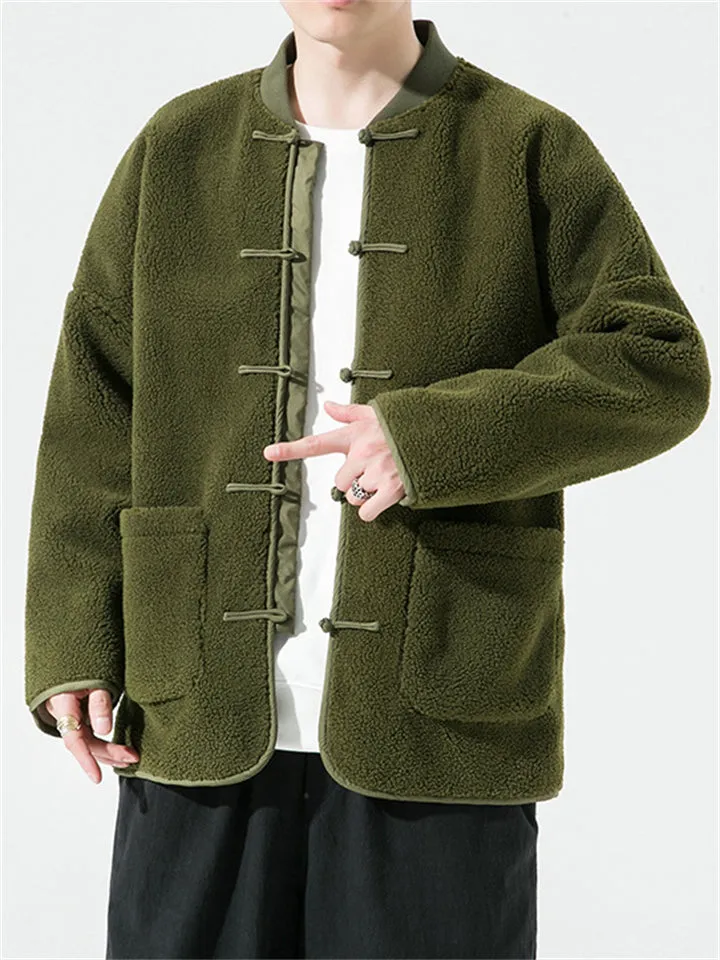 Trendy Solid Cozy Faux Lamb Wool Coats for Men