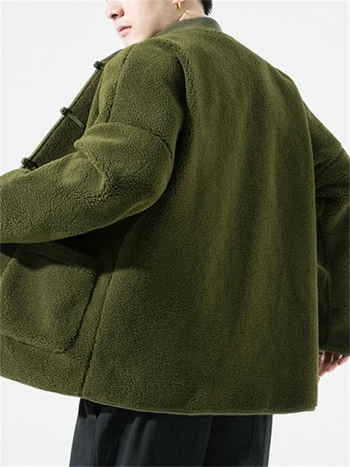 Trendy Solid Cozy Faux Lamb Wool Coats for Men