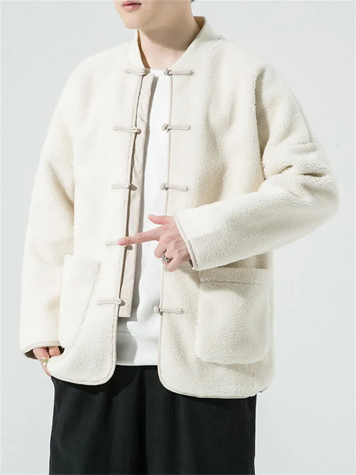 Trendy Solid Cozy Faux Lamb Wool Coats for Men