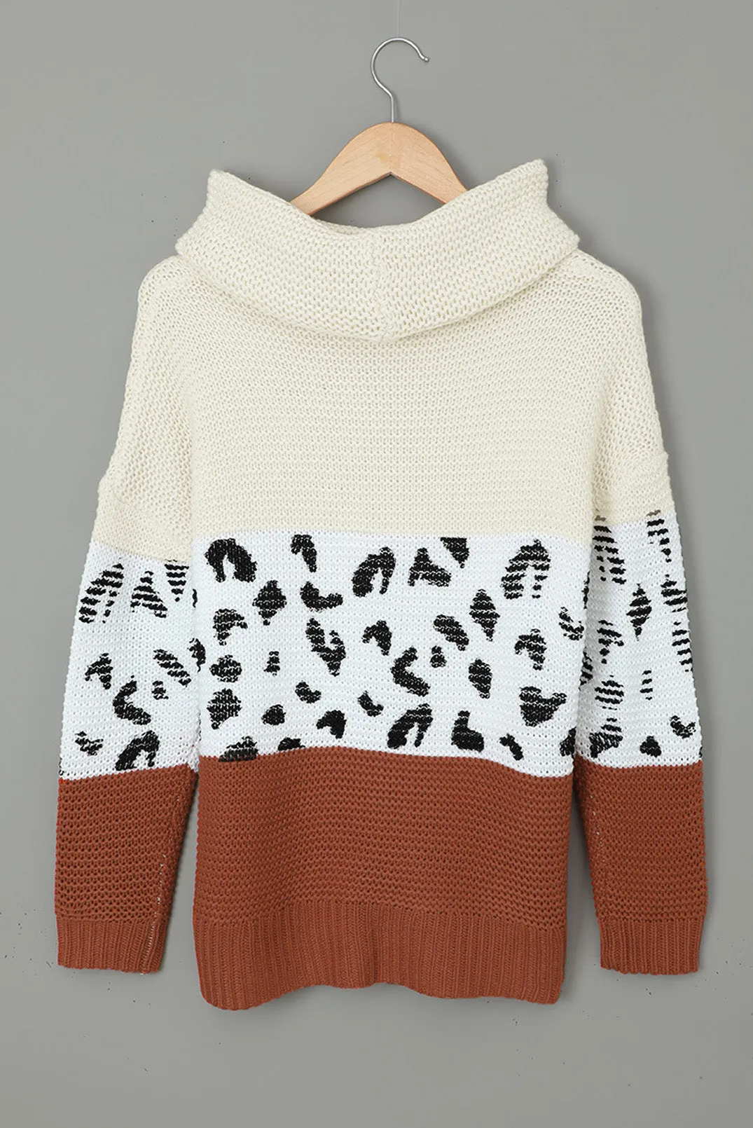 Turtleneck Splicing Chunky Knit Pullover Sweater