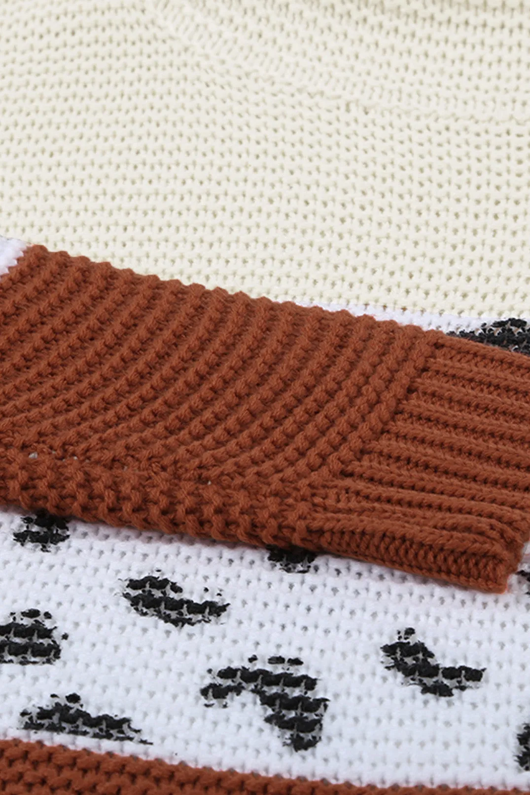 Turtleneck Splicing Chunky Knit Pullover Sweater