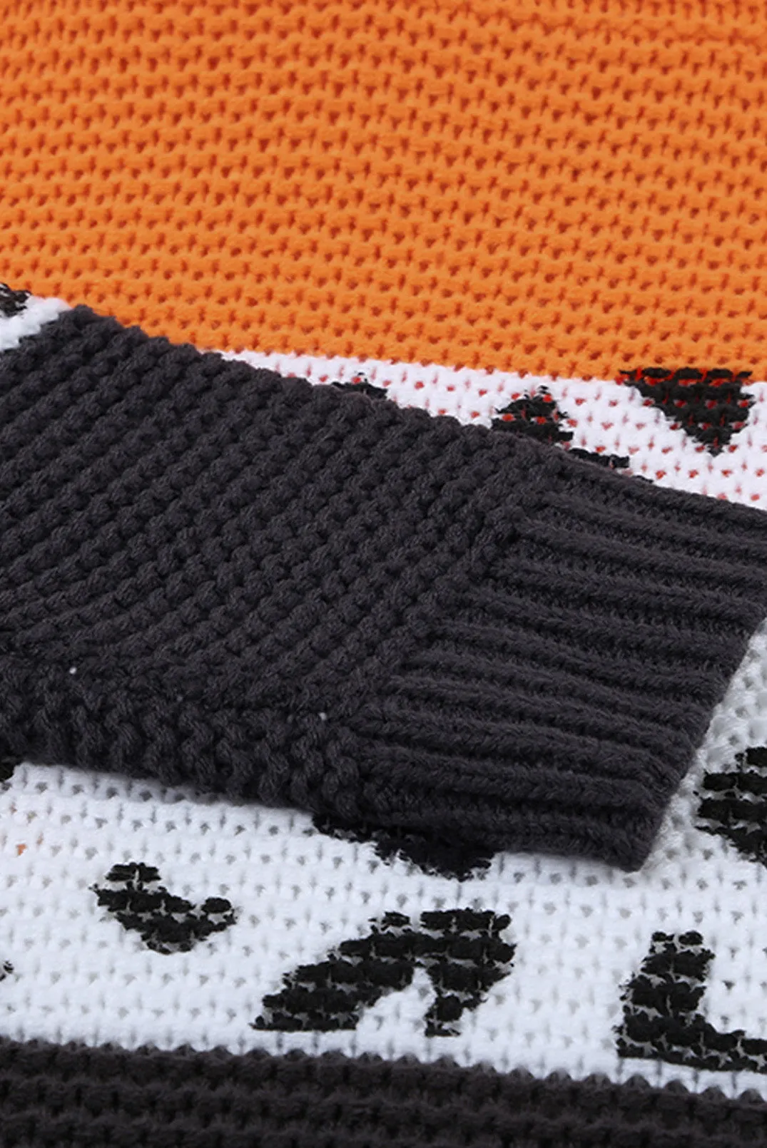 Turtleneck Splicing Chunky Knit Pullover Sweater
