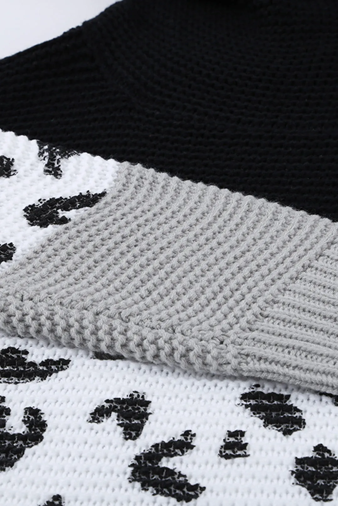 Turtleneck Splicing Chunky Knit Pullover Sweater