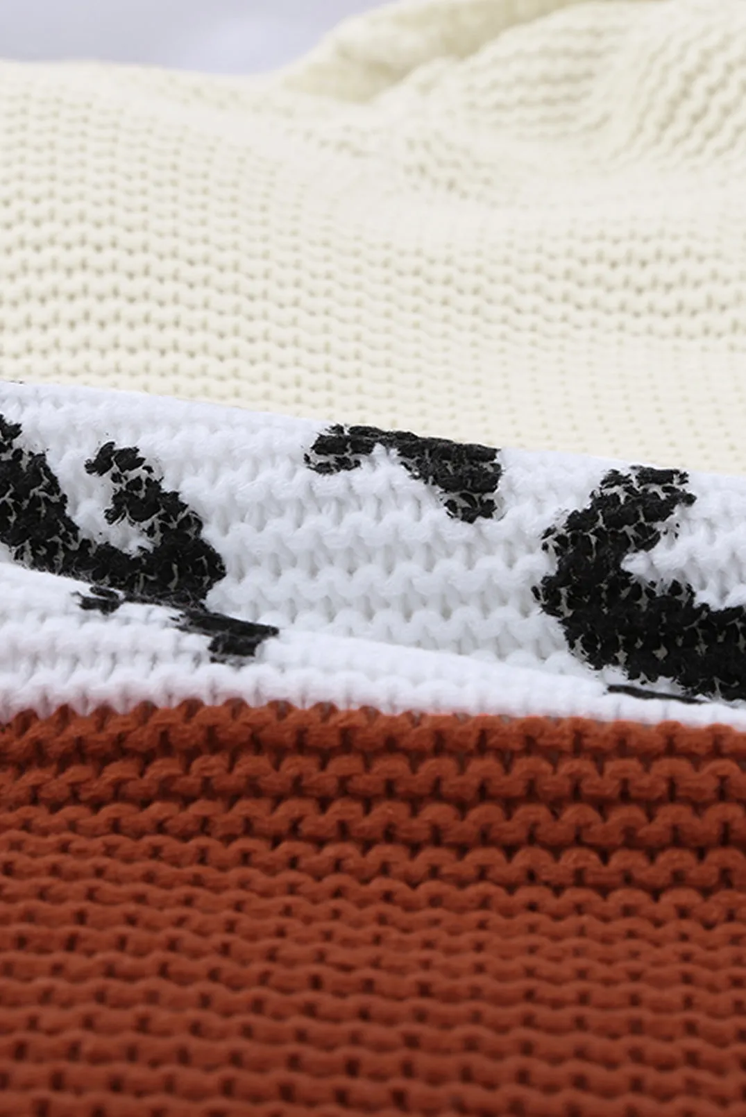 Turtleneck Splicing Chunky Knit Pullover Sweater