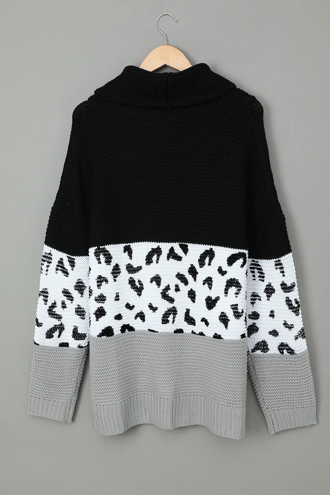 Turtleneck Splicing Chunky Knit Pullover Sweater