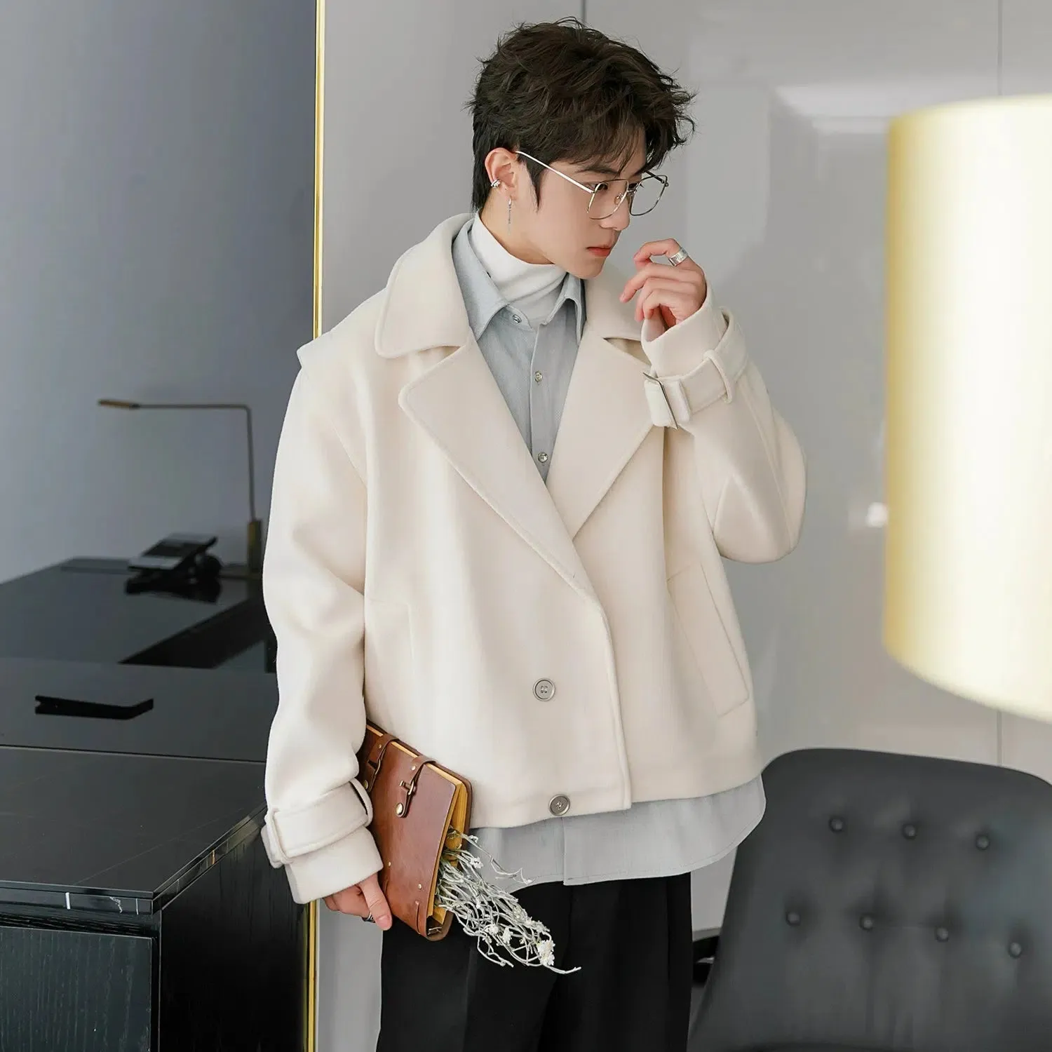 Two-piece Button Wool Coat with Lapels