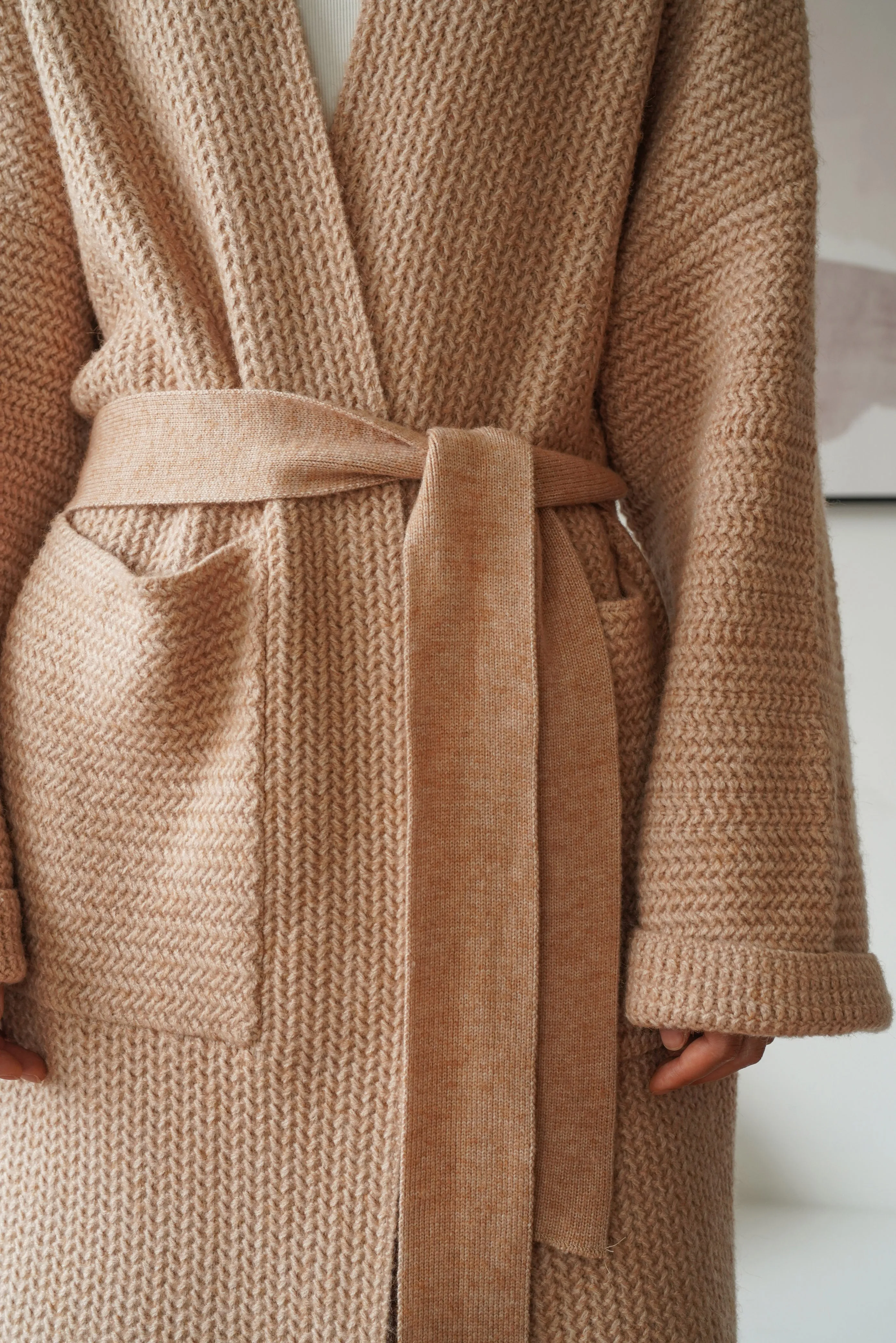 Upscale Wool Blend Knit Cardigan - Khaki