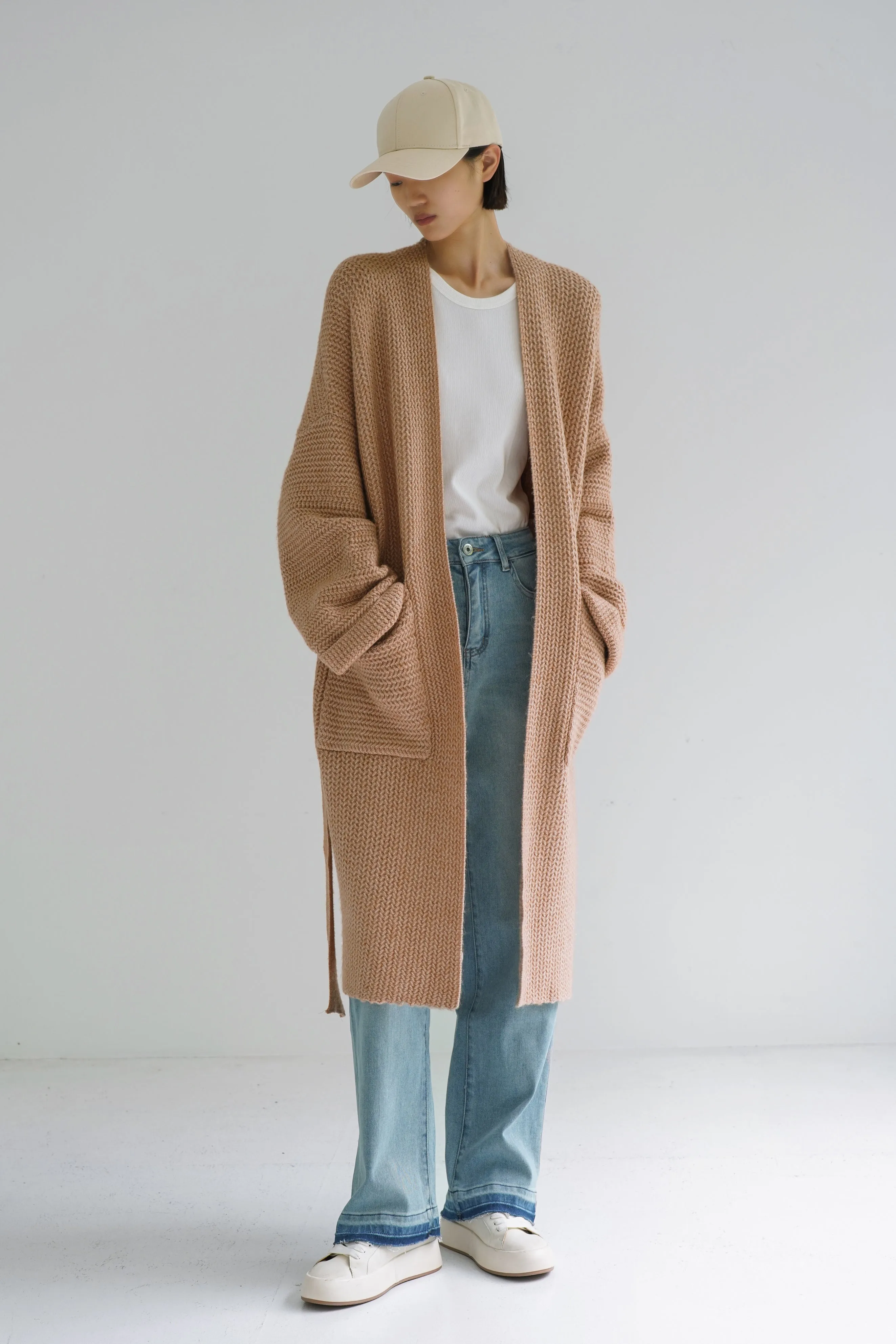 Upscale Wool Blend Knit Cardigan - Khaki