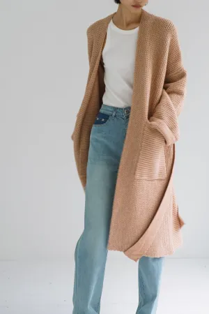 Upscale Wool Blend Knit Cardigan - Khaki