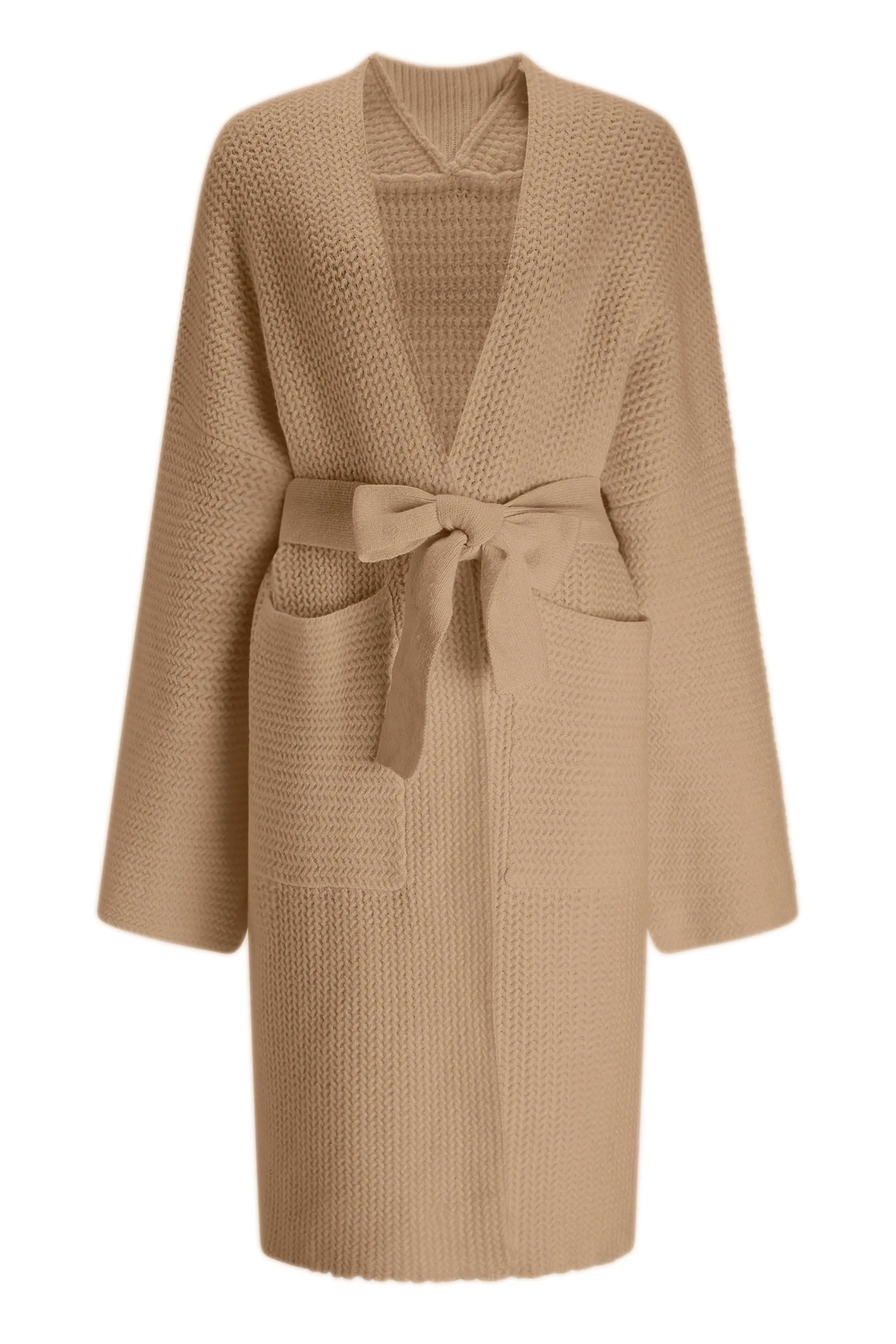 Upscale Wool Blend Knit Cardigan - Khaki