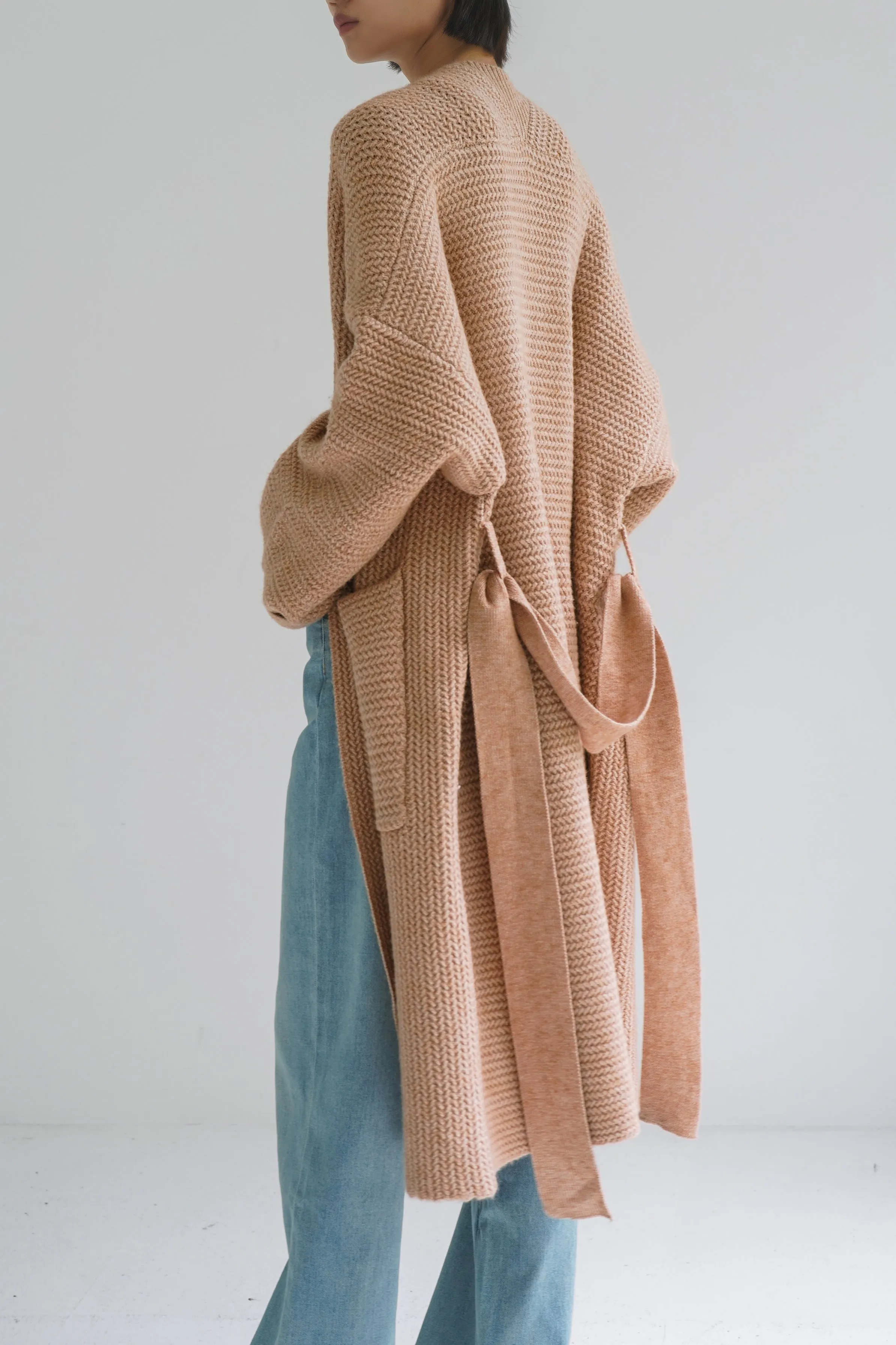 Upscale Wool Blend Knit Cardigan - Khaki