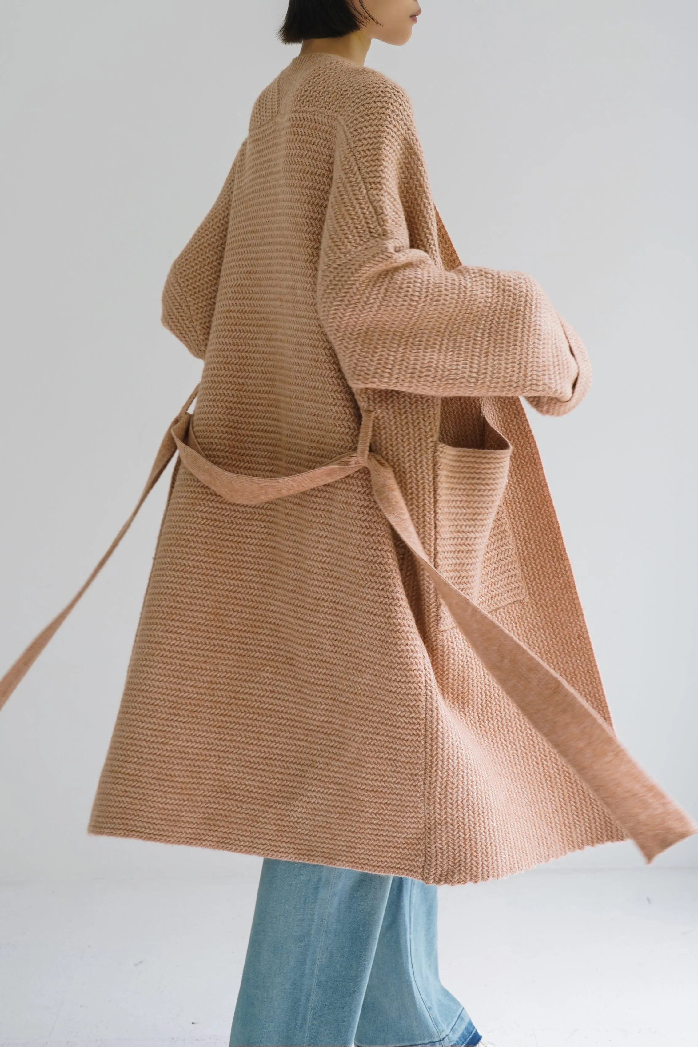 Upscale Wool Blend Knit Cardigan - Khaki