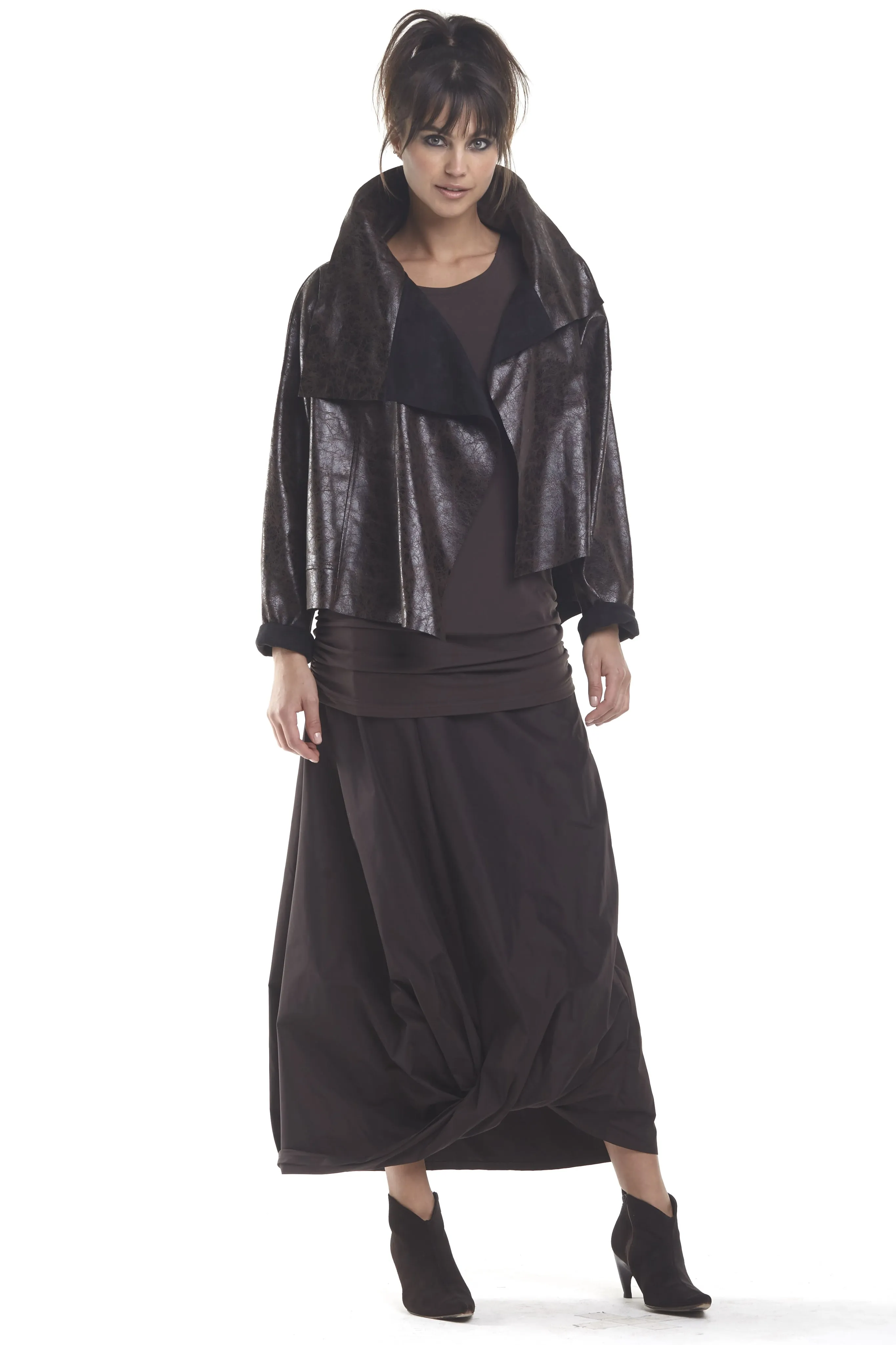 Vegan Leather Distressed Asymmetrical Jacket