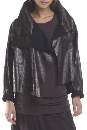 Vegan Leather Distressed Asymmetrical Jacket