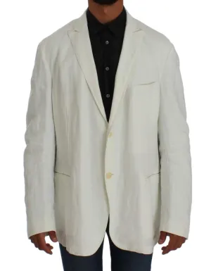 White Linen Regular Fit Blazer Jacket