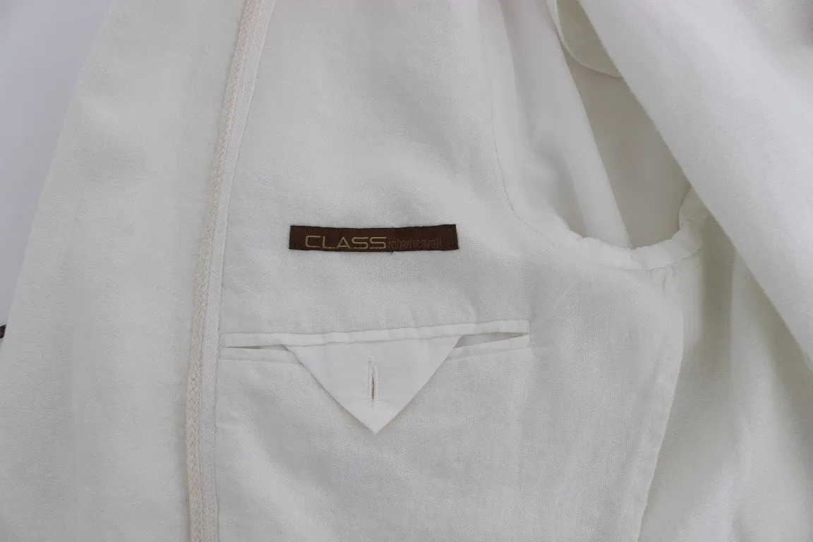White Linen Regular Fit Blazer Jacket