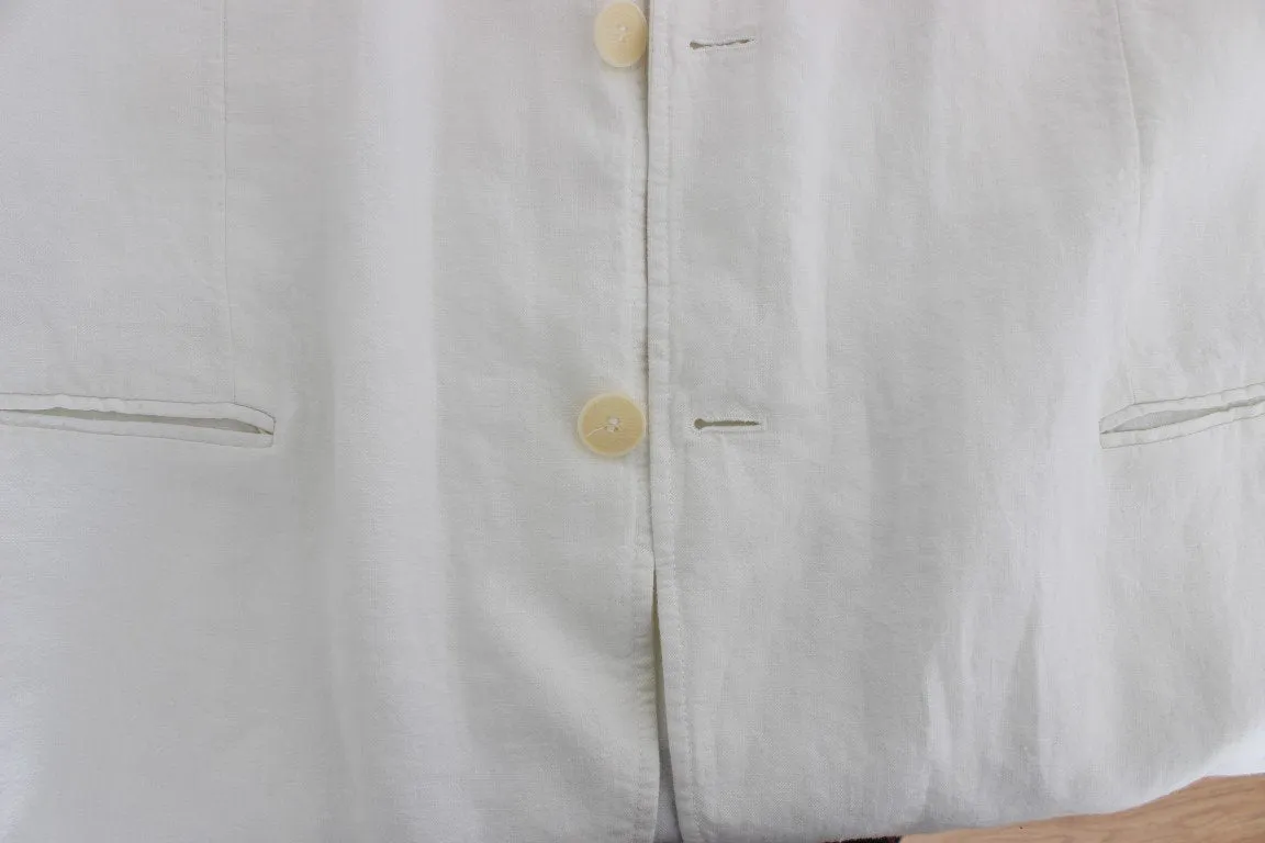White Linen Regular Fit Blazer Jacket