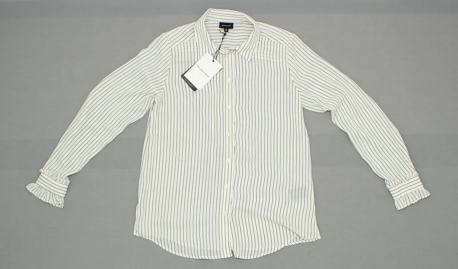 Who What Wear Women's Long Sleeve Ruffle Cuff Stripe Blouse