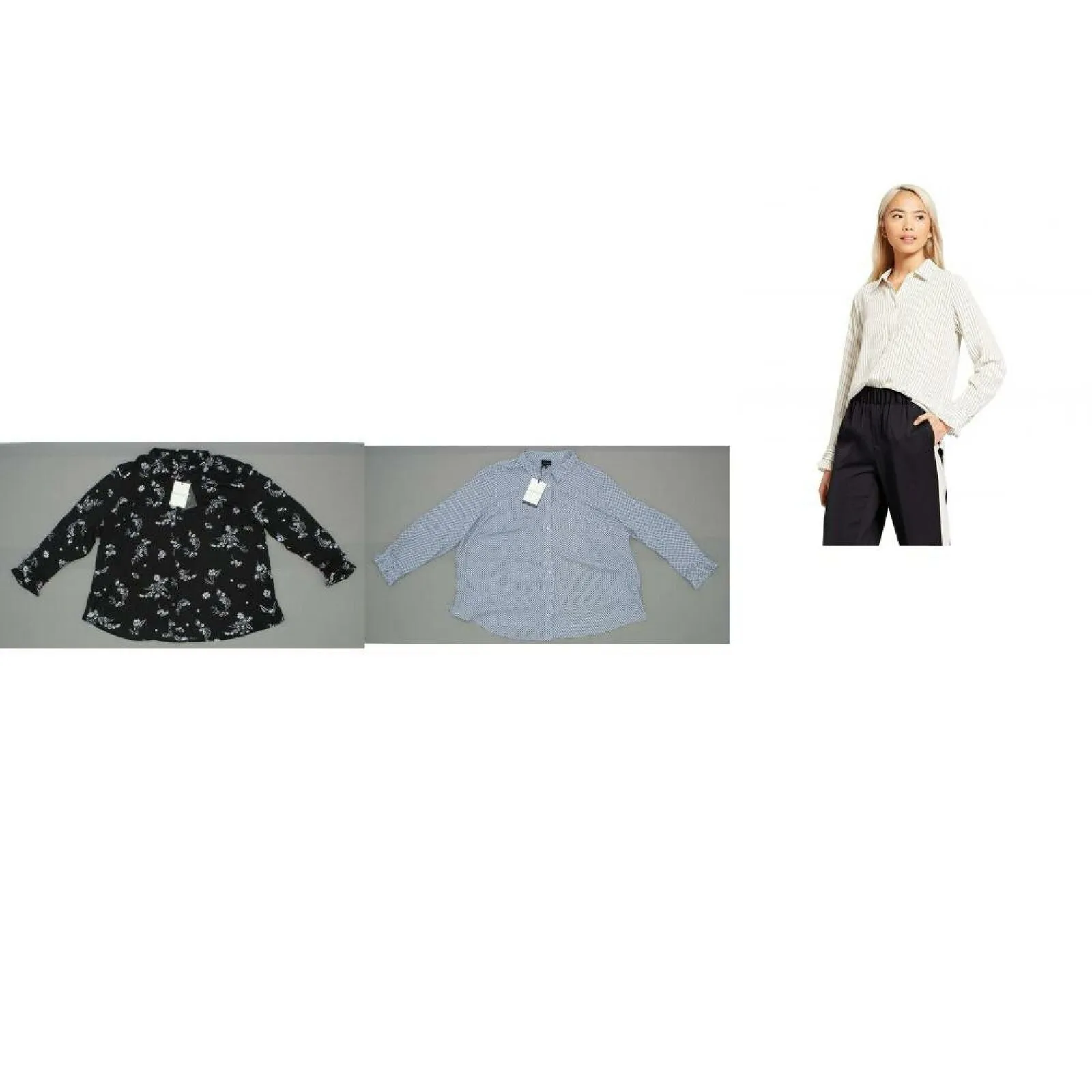 Who What Wear Women's Long Sleeve Ruffle Cuff Stripe Blouse