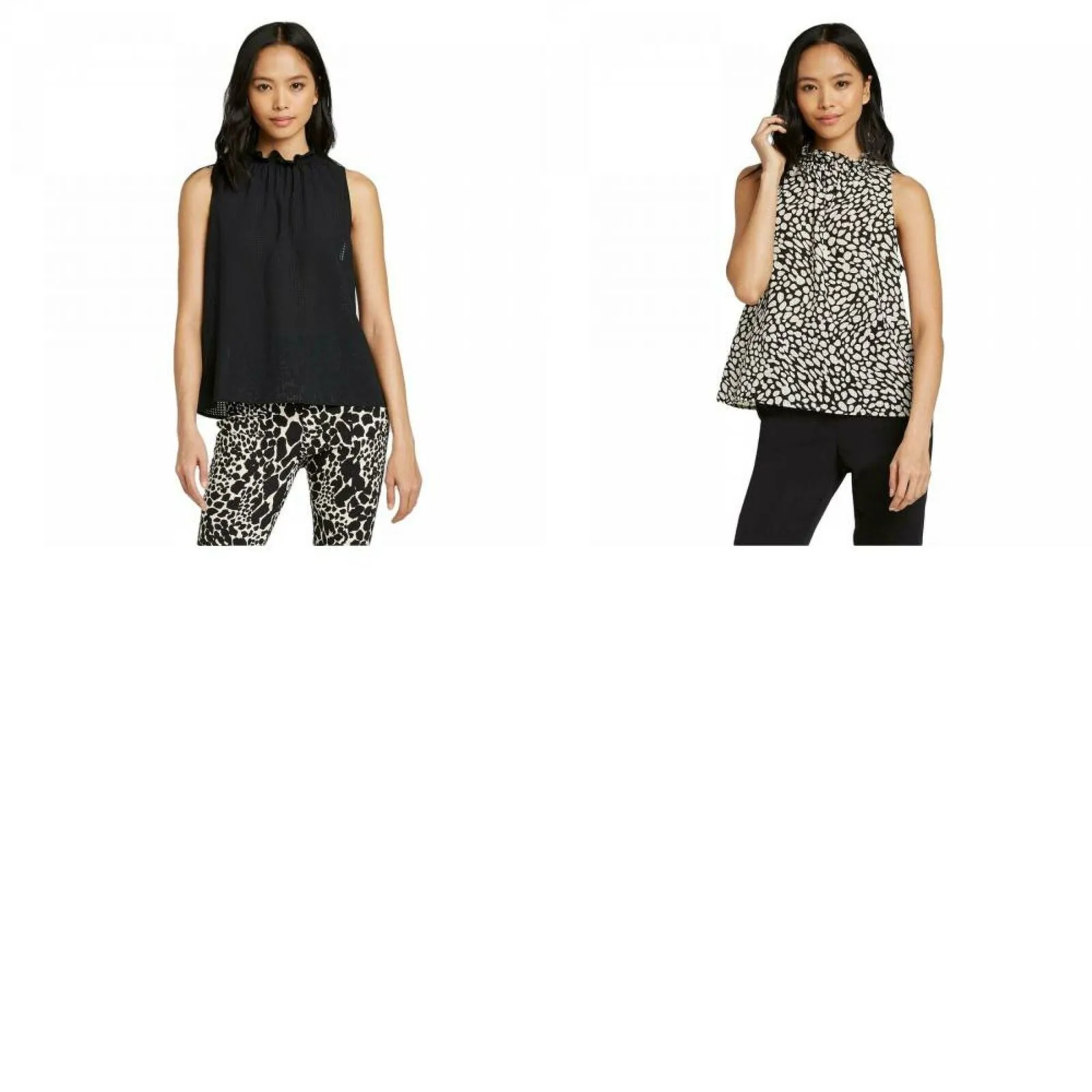 Who What Wear Women's Sleeveless Ruffle Neck Blouse