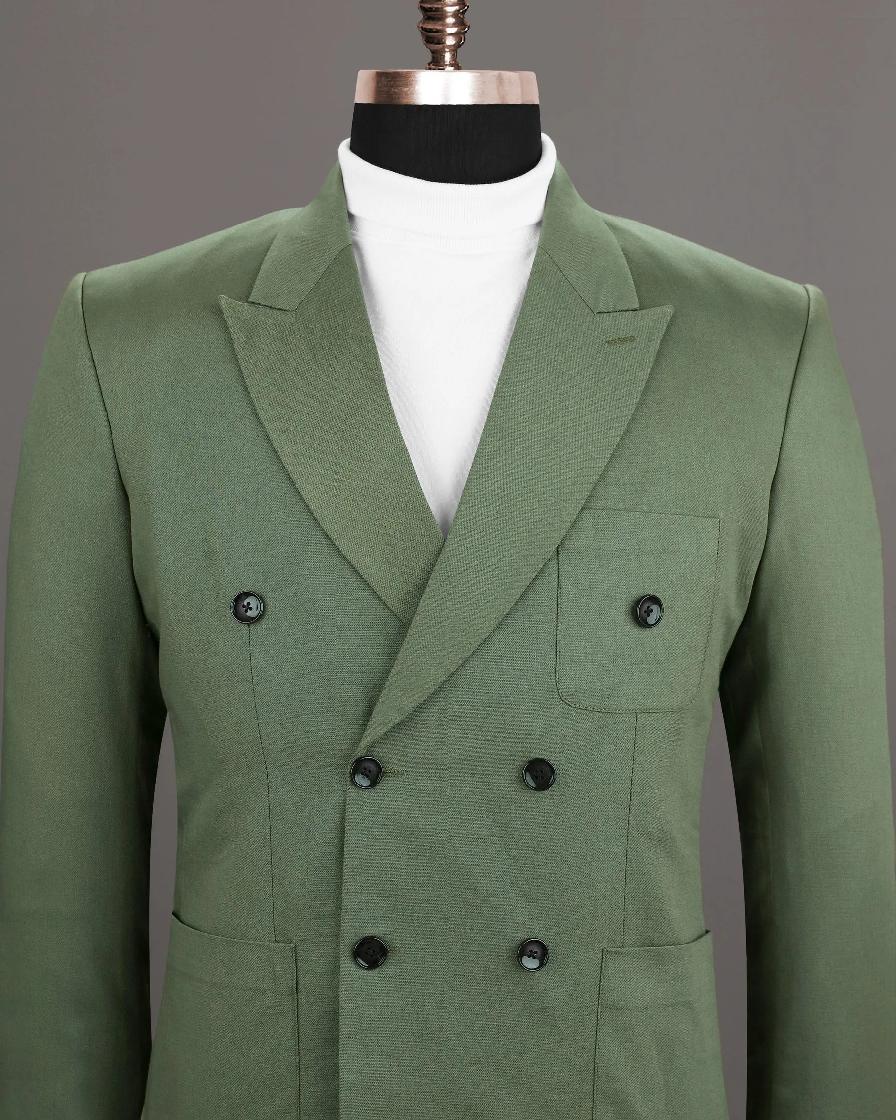 Willow Grove Green Double Breasted Luxurious Linen Sports Blazer