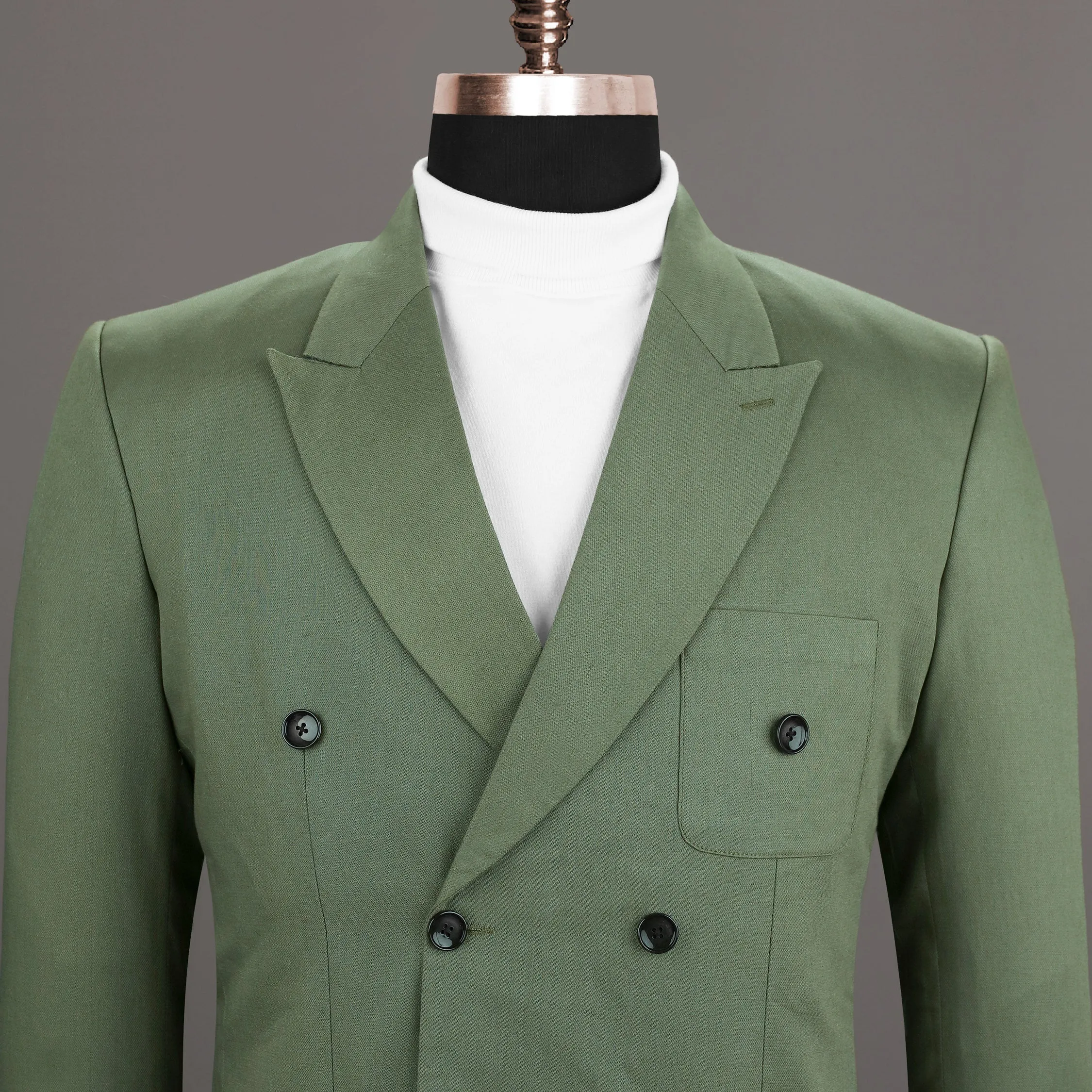 Willow Grove Green Double Breasted Luxurious Linen Sports Blazer
