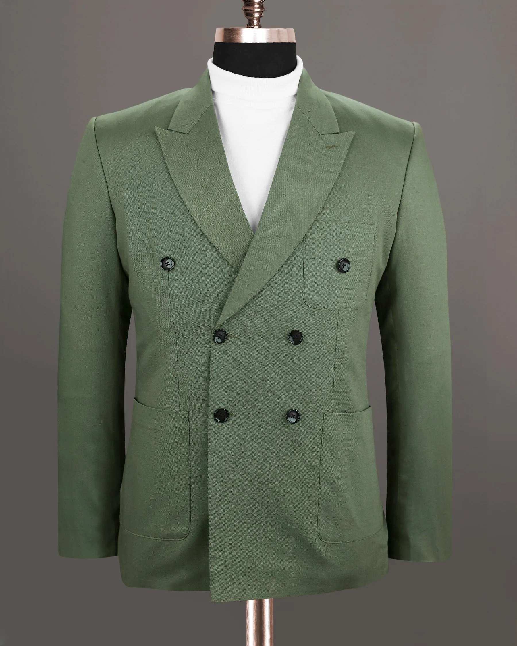 Willow Grove Green Double Breasted Luxurious Linen Sports Blazer