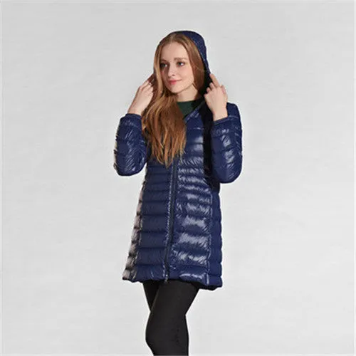 Winter jacket Woman Outerwear Slim Hooded Down Jacket Woman's Warm Down Coat Women Ultra Light Jackets White Duck Down Parkas