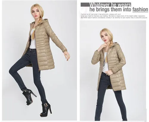 Winter jacket Woman Outerwear Slim Hooded Down Jacket Woman's Warm Down Coat Women Ultra Light Jackets White Duck Down Parkas