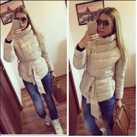 winter jacket women duck down coat 1950s 60s high collar with belt parkas for women winter 7 colors warm outerwear coats