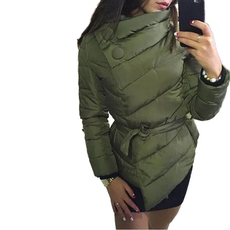 winter jacket women duck down coat 1950s 60s high collar with belt parkas for women winter 7 colors warm outerwear coats