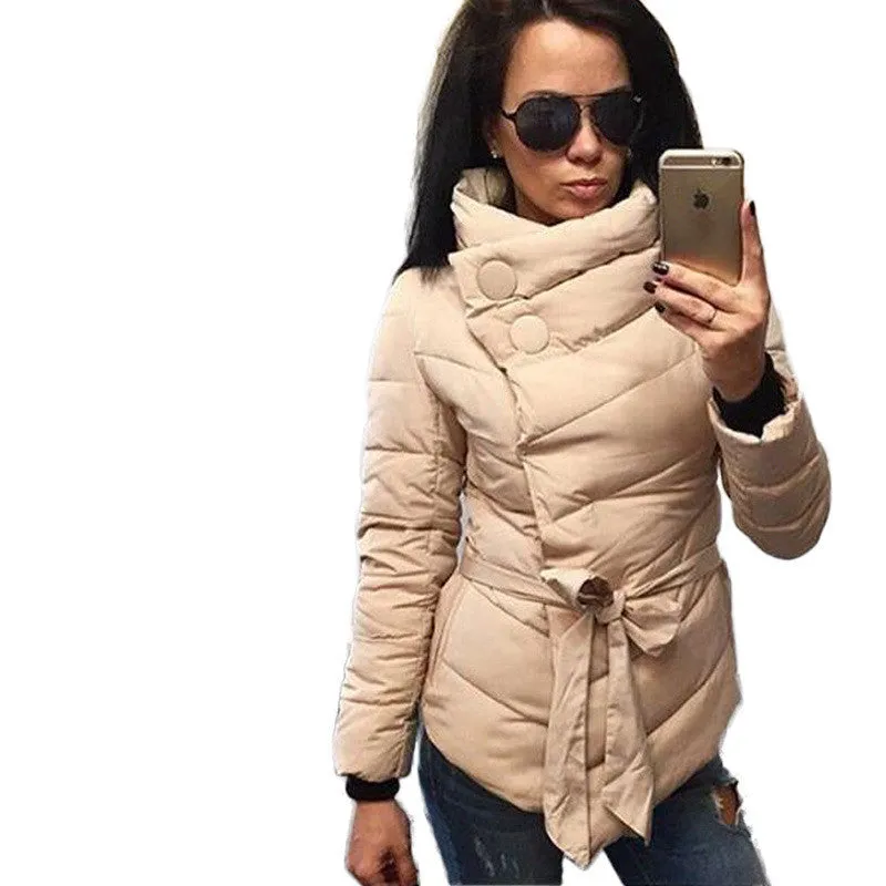 winter jacket women duck down coat 1950s 60s high collar with belt parkas for women winter 7 colors warm outerwear coats