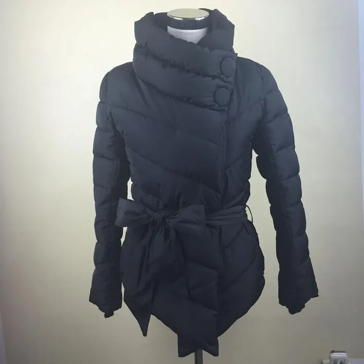 winter jacket women duck down coat 1950s 60s high collar with belt parkas for women winter 7 colors warm outerwear coats